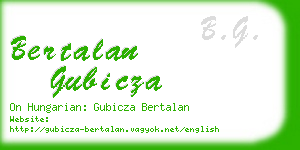bertalan gubicza business card